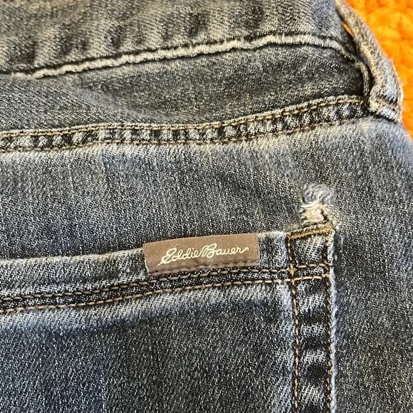 Eddie Bauer Blue Jeans with Red Plaid Flannel Lining - Picture 5 of 6